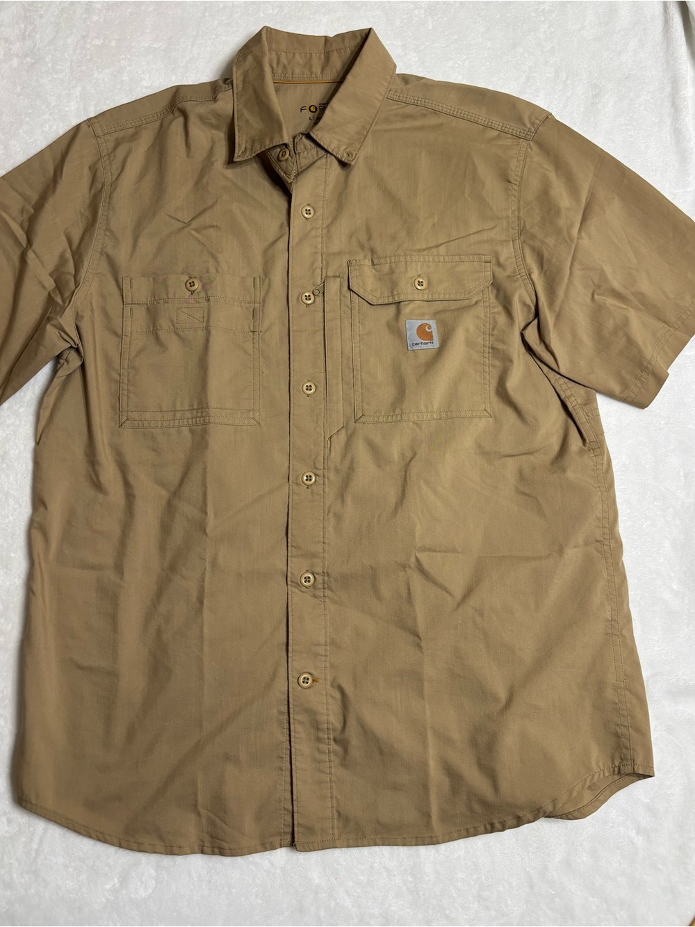 Carhartt Men’s Short-Sleeve Button-Down Shirt in Khaki Brown